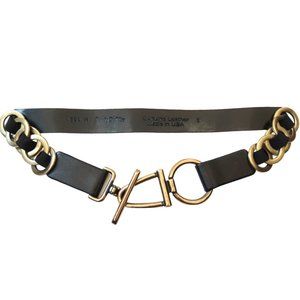 SANDY DUFTLER black leather toggle belt sz S